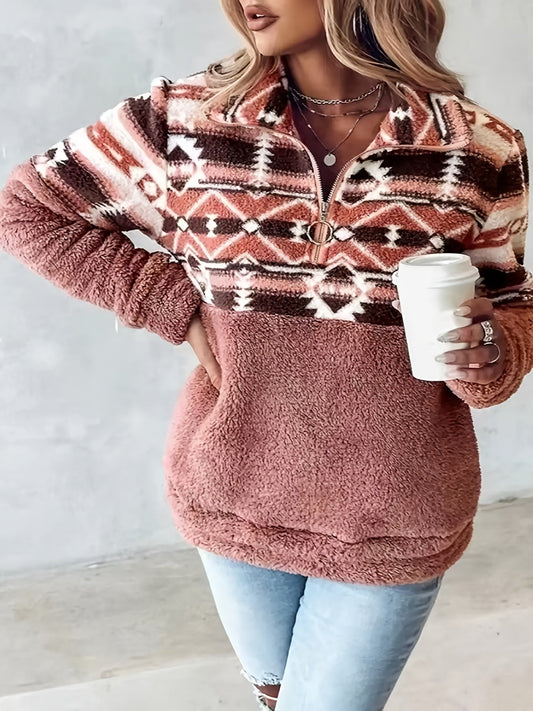 Gemusterter Fleece-Pullover – Warmer Stil mit gemütlichem Selbstvertrauen