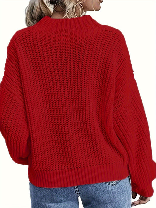 Blauer Jacquard Pullover in Plusgröße - Mia