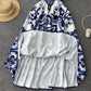 ABBIE - Blaues Florales Print Vintage Langes Kleid