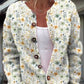 Damen Strickjacke mit Blumenmuster | Rundhalsausschnitt