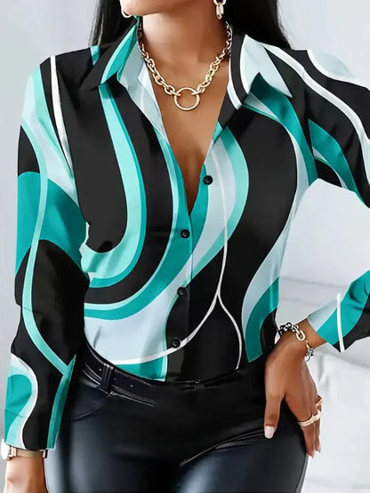 Camilla – langarmshirt mit geo-print