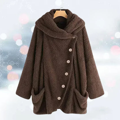 Asymmetrische Plüschjacke mit Knöpfen - Adelheid
