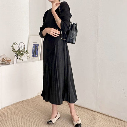 ANGELINA - Elegantes Patchwork Faltenkleid