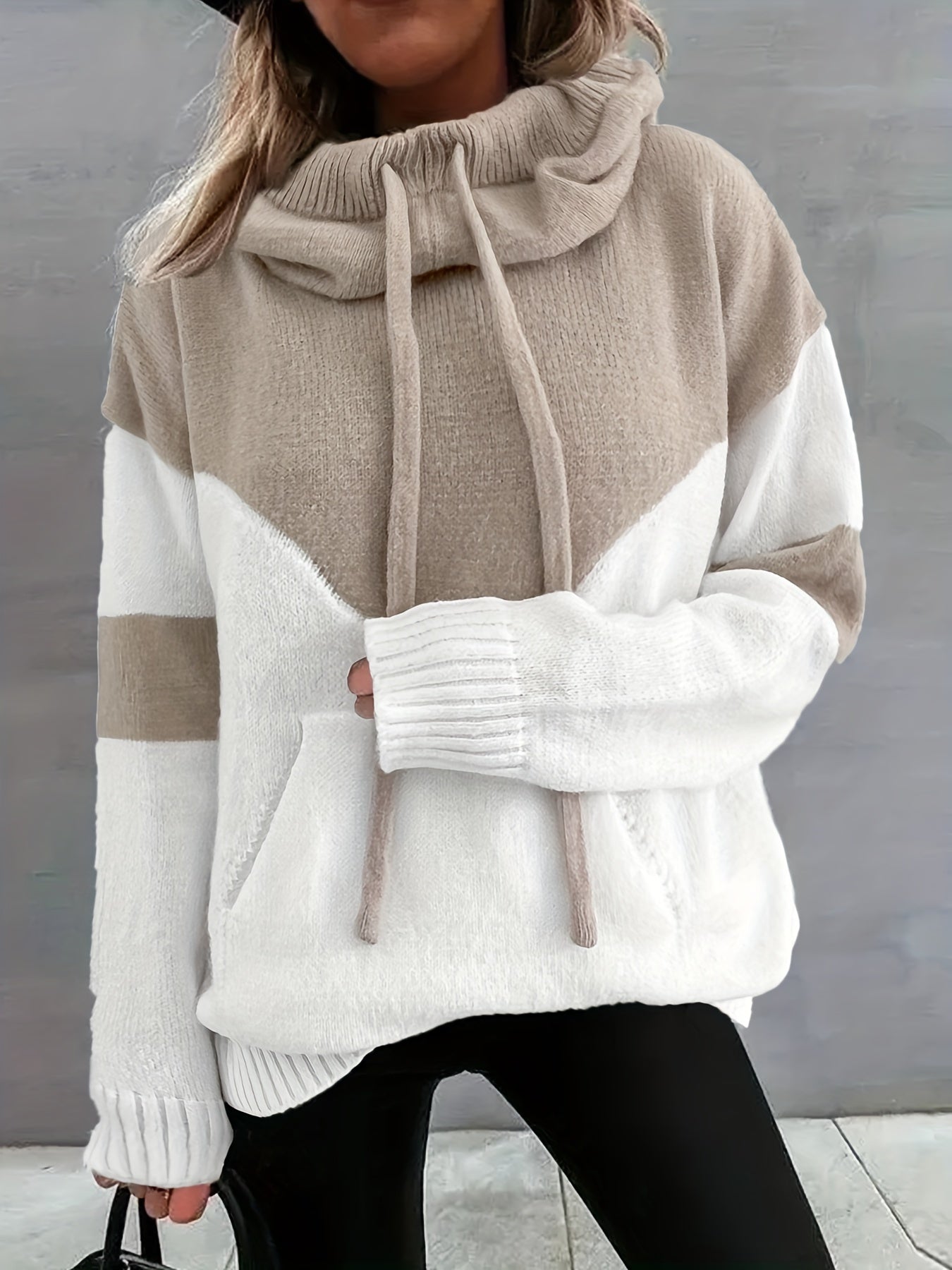 Apricot Colorblock Kapuzenpullover – Mila