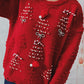 Roter Weihnachtsstrickpullover - Emily