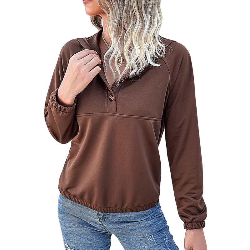 Lässiges Damen-Sweatshirt mit Kapuze und Knöpfen