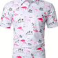 Joseph – lässiger, kurzärmeliger, geknöpfter pullover mit flamingo-print