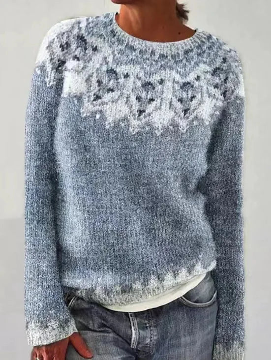 Retro Herbstpullover Grau Regenbogen - Clara