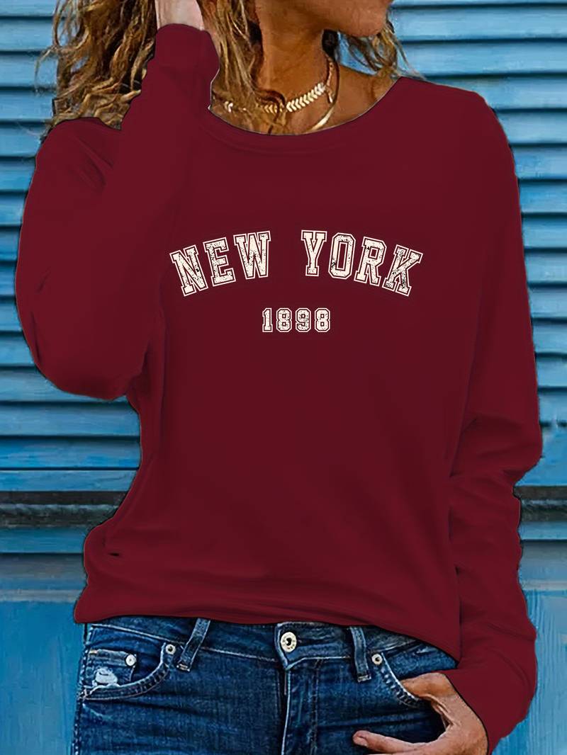 Ava – t-shirt mit rundhalsausschnitt und new york-print