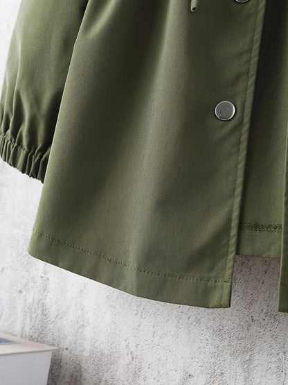 Lässige Kapuzenjacke mit Druckknöpfen