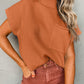 Gestrickter Damen Pullover mit kurzen Ärmeln und Tasche