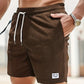 Nathan – gerippte, schmal geschnittene, bequeme shorts mit kordelzug und taschen