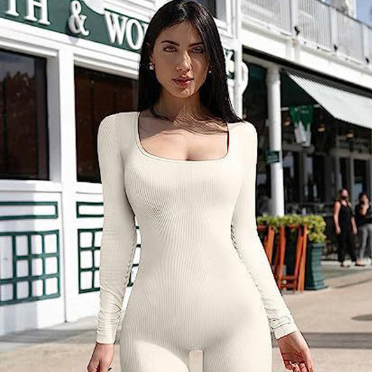 Figurbetontes Bodycon-Jumpsuit - Ausschnitt & Struktur