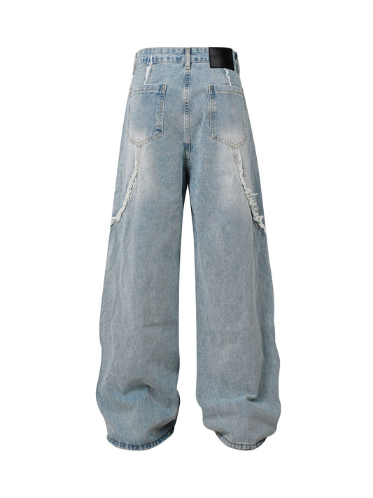 Hellblaue Street-Style Weitbein-Jeans - Luna