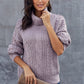 Grober Zopfmuster Pullover für Damen | Rollkragen