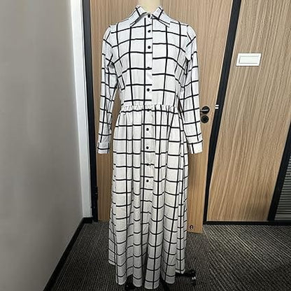 CLAUDIA - Kariertes Langarm-Elegantes Freizeitkleid