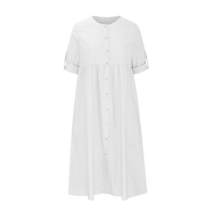 DALLYN - Lässiges Baumwolle-Leinen-Langkleid