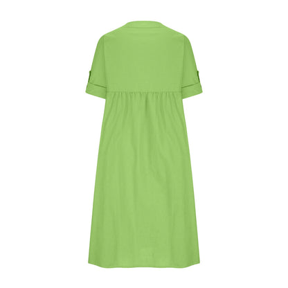 DALLYN - Lässiges Baumwolle-Leinen-Langkleid