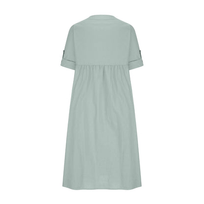 DALLYN - Lässiges Baumwolle-Leinen-Langkleid