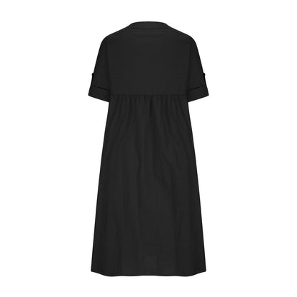 DALLYN - Lässiges Baumwolle-Leinen-Langkleid