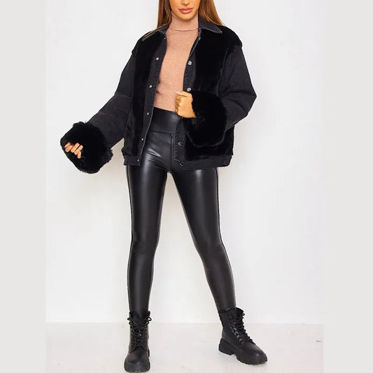 Jeansjacke mit Kunstpelz - Helga