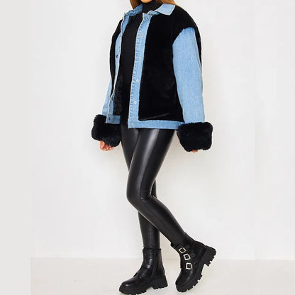 Jeansjacke mit Kunstpelz - Helga