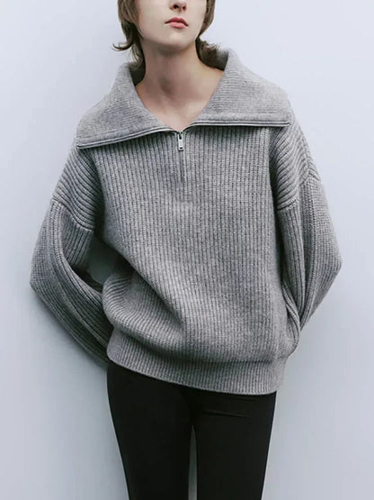 Pullover mit Kragenreißverschluss – Müheloser Chic mit moderner Eleganz