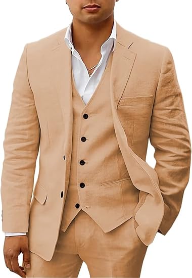 Herren Leinen 3-tlg. Set mit Blazer, Weste und Hose - Odin