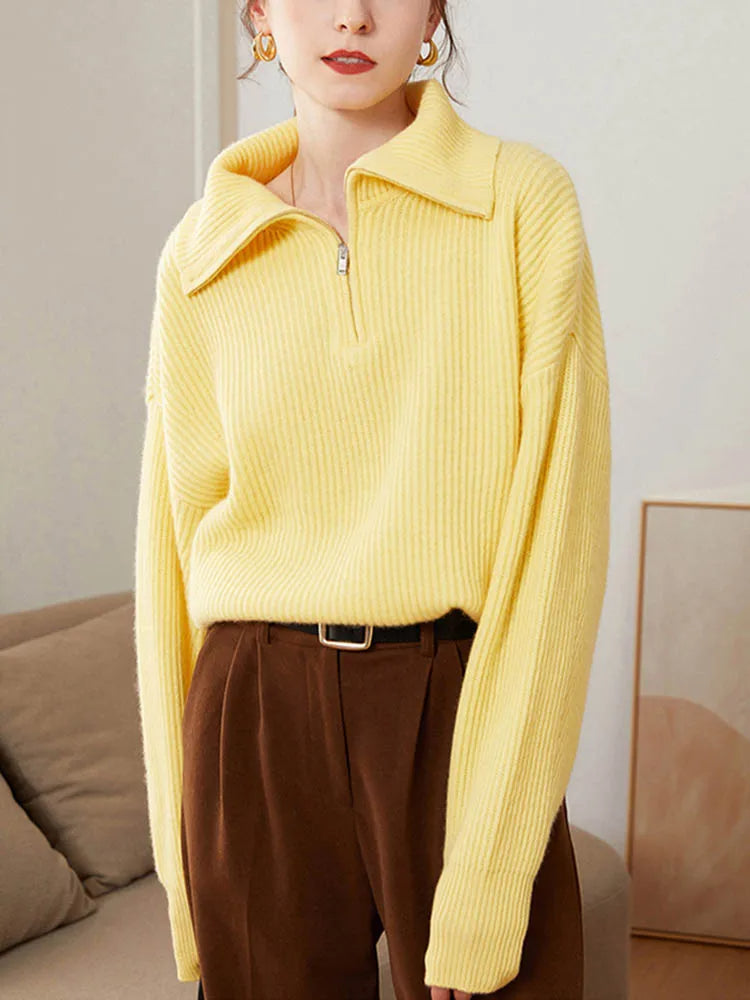 Pullover mit Kragenreißverschluss – Müheloser Chic mit moderner Eleganz