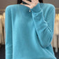 Brynn - Blauer Pullover mit O-Ausschnitt aus bequemer Wolle und Kaschmir