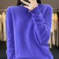 Brynn - Blauer Pullover mit O-Ausschnitt aus bequemer Wolle und Kaschmir