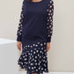 Kleid Rundhals Langarm Polka Dot