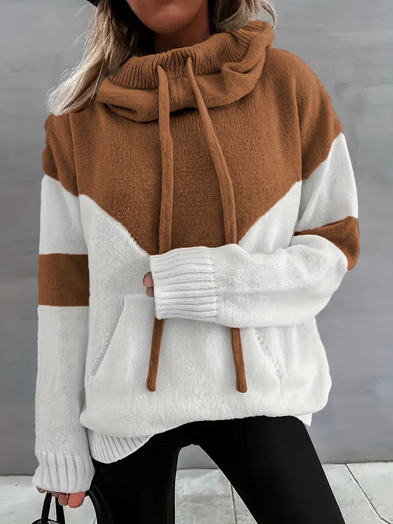 Apricot Colorblock Kapuzenpullover – Mila