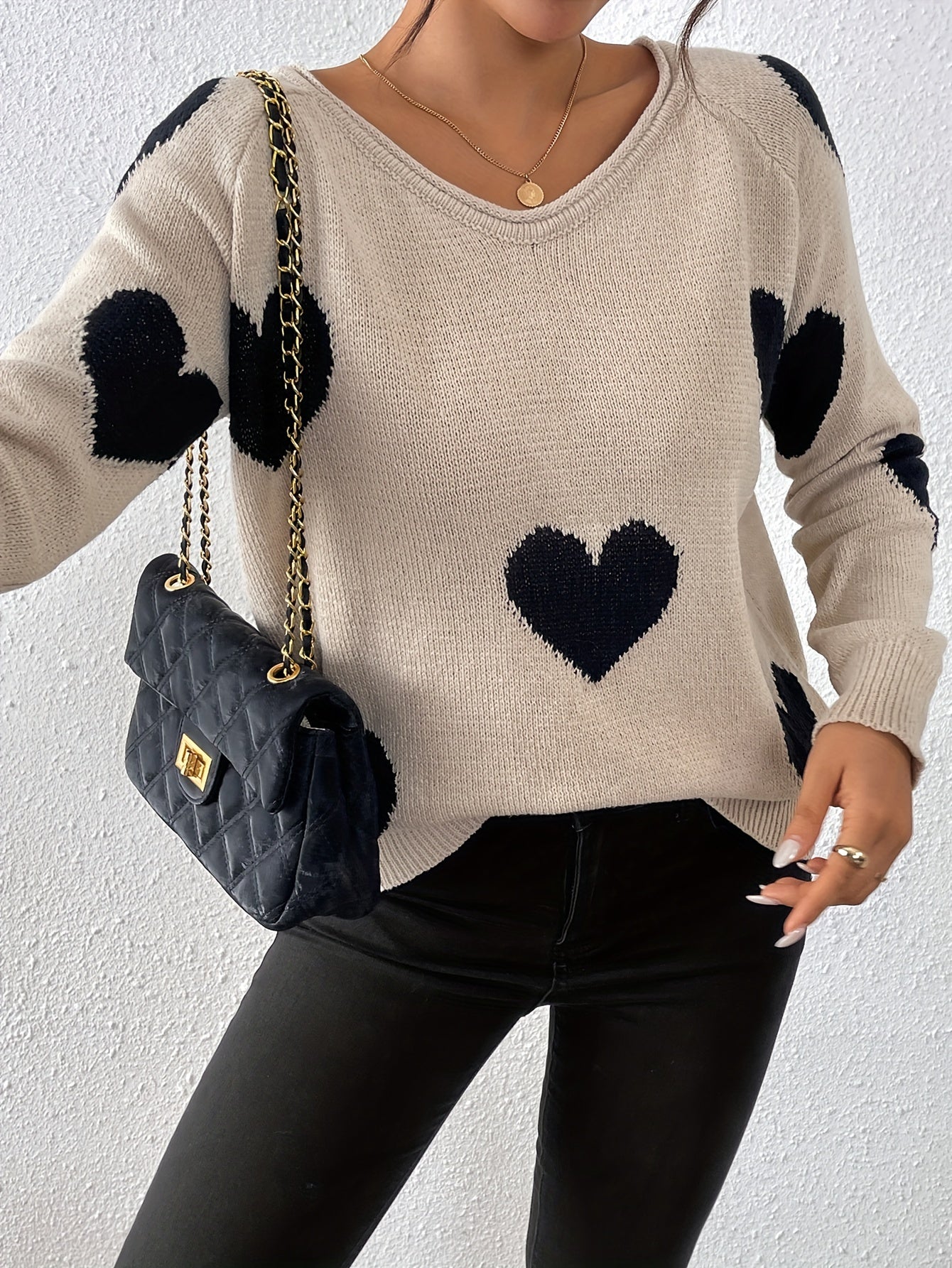 Pullover mit Herzmuster – Romantischer Stil mit gemütlicher Wärme
