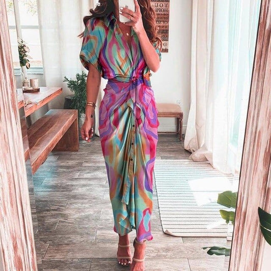 ELLIS - Boho Multicolor Print Kleid