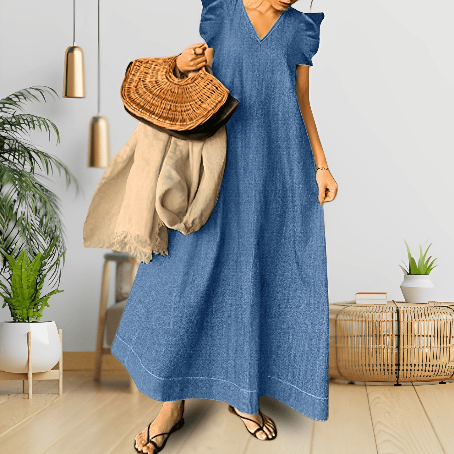 Eva Janssen® - Stylisches Kleid im Denim-Stil