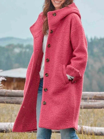 Amy - Women's Autumn Winter Warm Wind Jacket Plain Pea mit Taschen Stylish Jacket