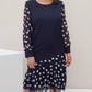 Kleid Rundhals Langarm Polka Dot