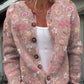 Damen Strickjacke mit Blumenmuster | Rundhalsausschnitt