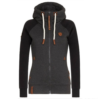 Damen-Strick-Kapuzenpullover mit Reißverschluss | Lange Ärmel