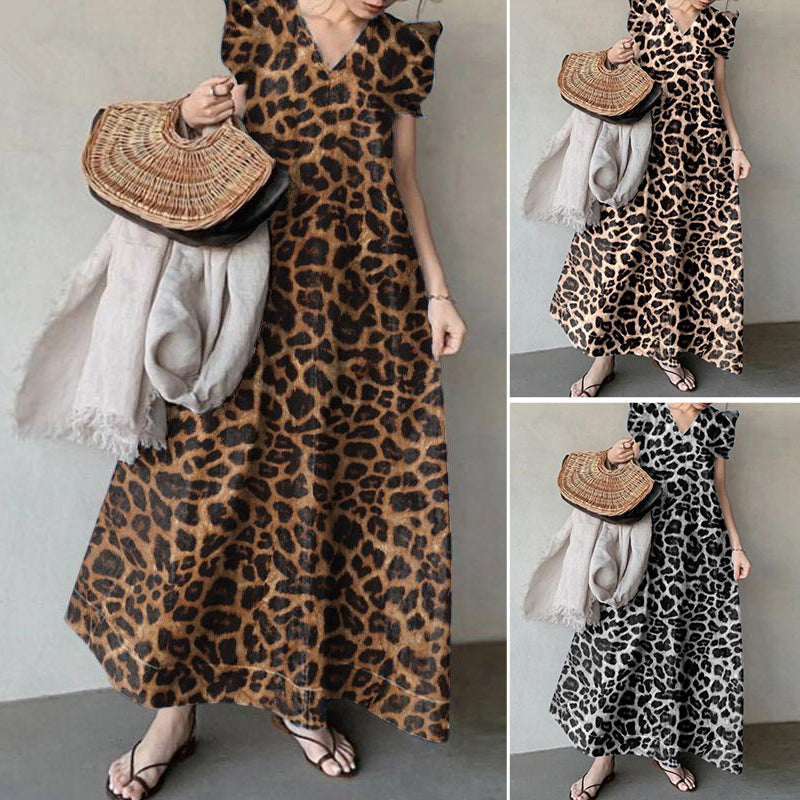 Langes Kleid mit Leopardenmuster