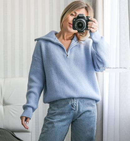 Pullover mit Kragenreißverschluss – Müheloser Chic mit moderner Eleganz
