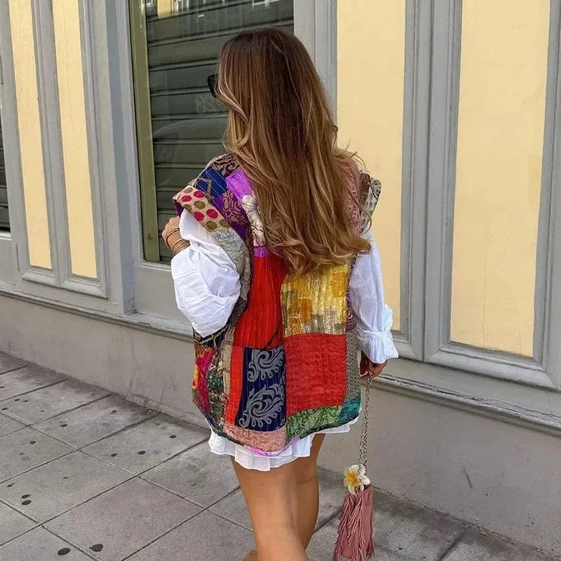 Ärmellose Steppweste im Patchwork-Stil - Utella
