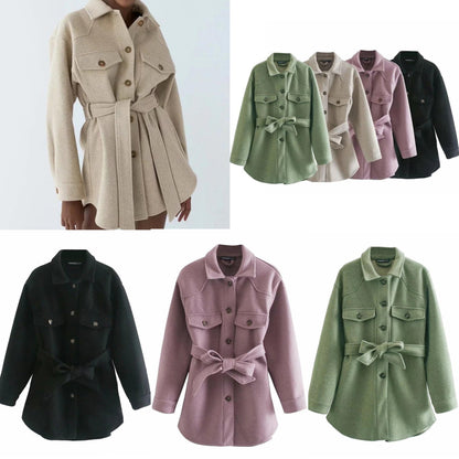 "Laura" Designer-Mantel mit Taillengürtel