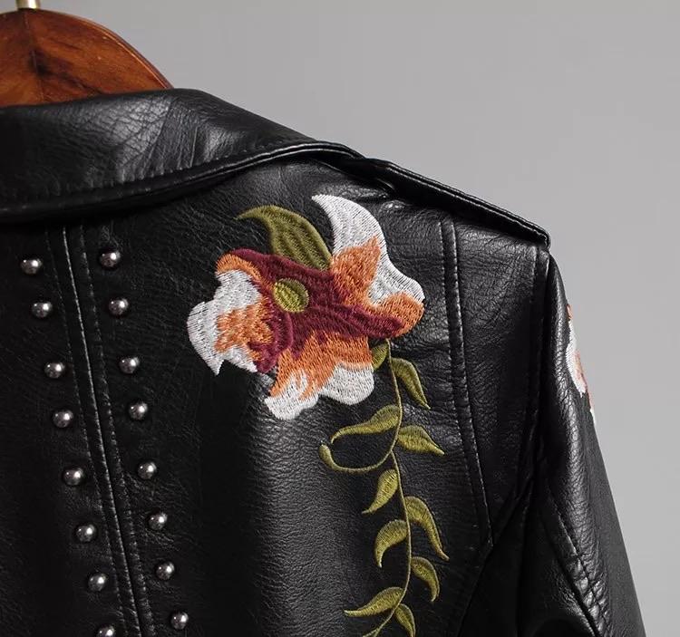 "Lina" Lederjacke mit Blumenprint