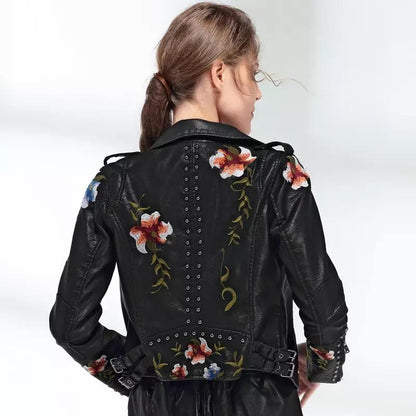 "Lina" Lederjacke mit Blumenprint