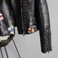 "Lina" Lederjacke mit Blumenprint