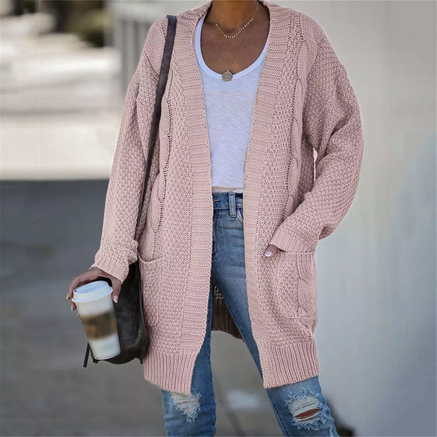 "Margarethe" Lockere Longstrickjacke