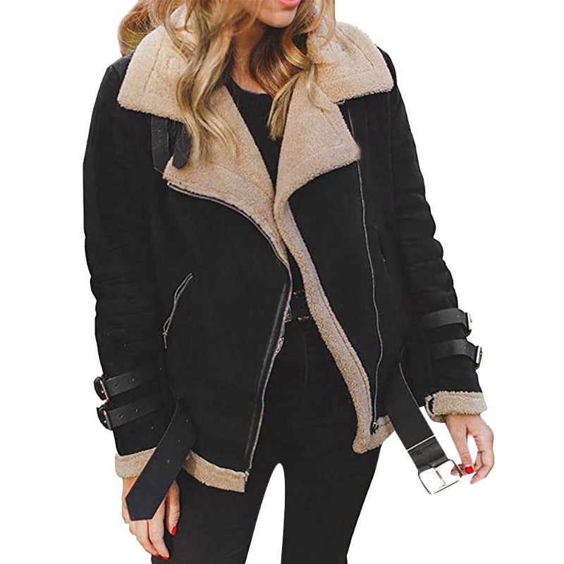 "Elena" Oversize Lammfelljacke