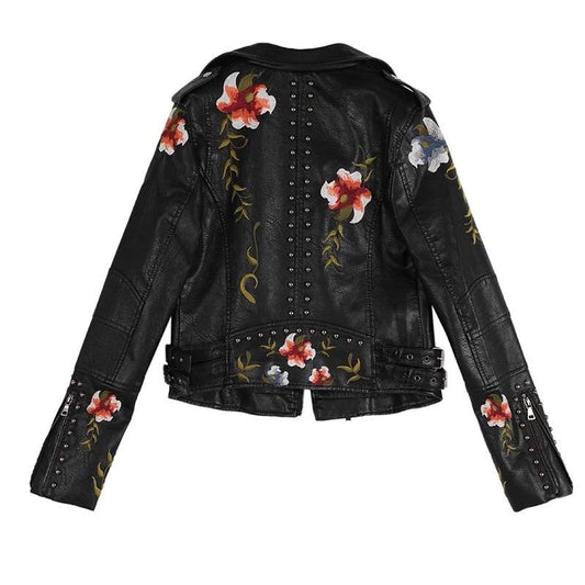 "Lina" Lederjacke mit Blumenprint